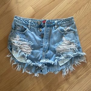 Blue ripped Jean shorts